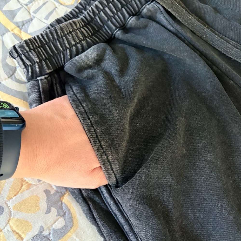 Umgee Mineral Washed French Terry Knit Pants, Ash, Small - Picture 9 of 12